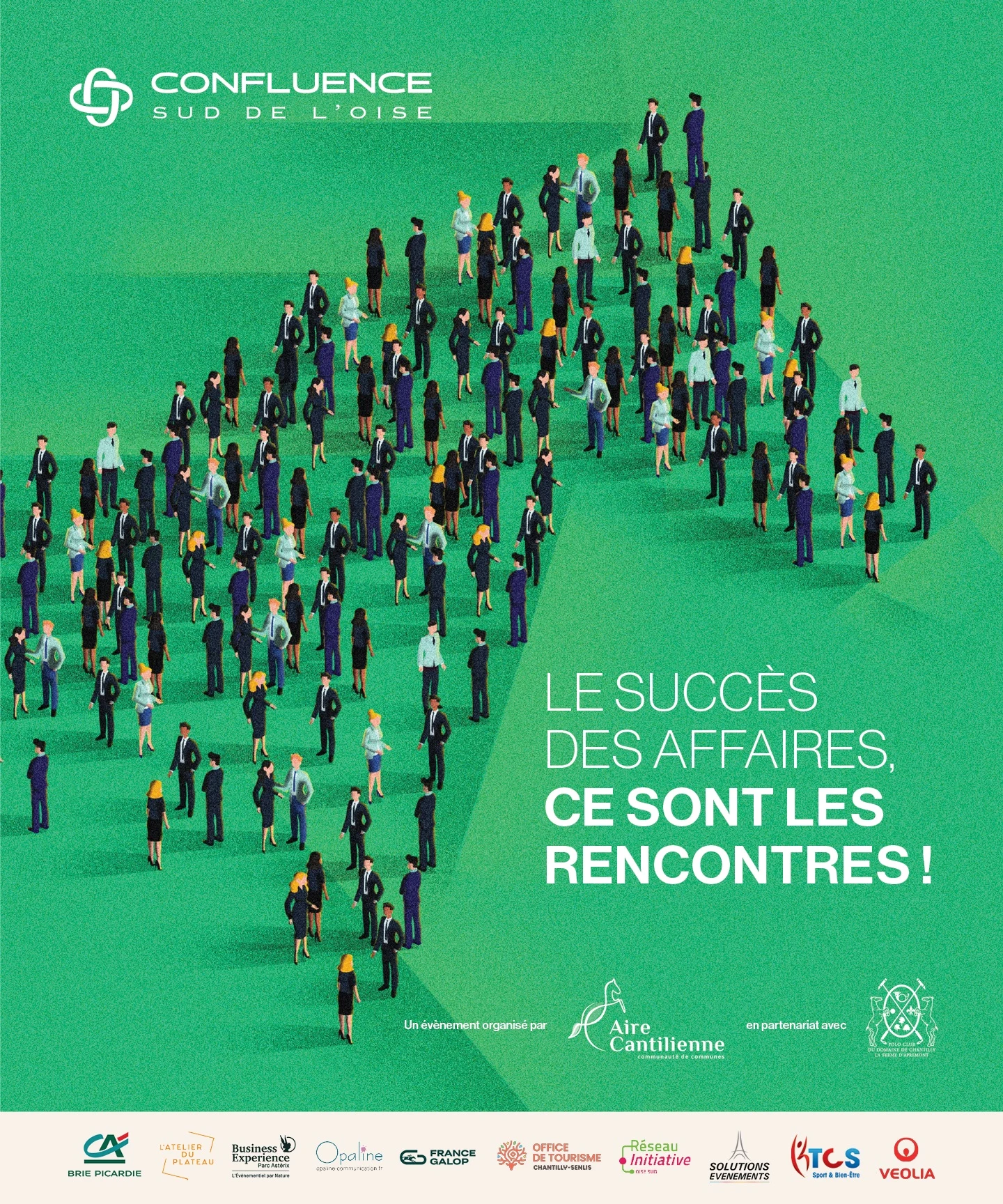 Visuel vertical Confluence Sud de l’Oise où une foule d’entrepreneurs forme une grande flèche