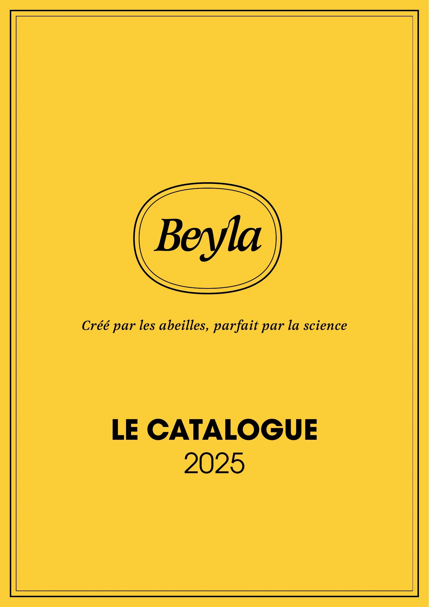 Couverture jaune du catalogue 2025 Le Jardin de Beyla avec le logotype et la signature de marque