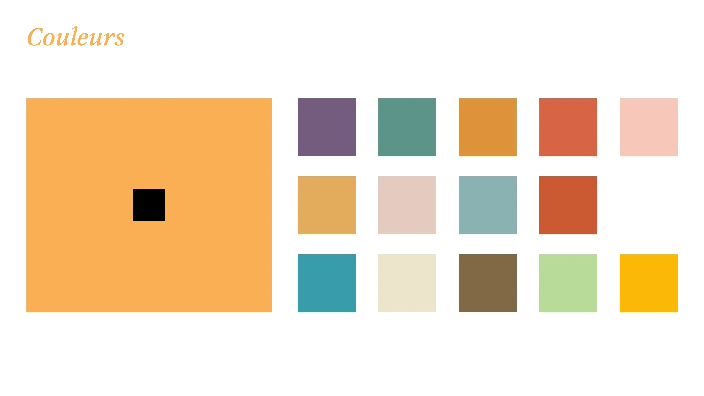 Palette chromatique du Jardin de Beyla autour de l’orange, du violet, du vert, du bleu et de teintes naturelles