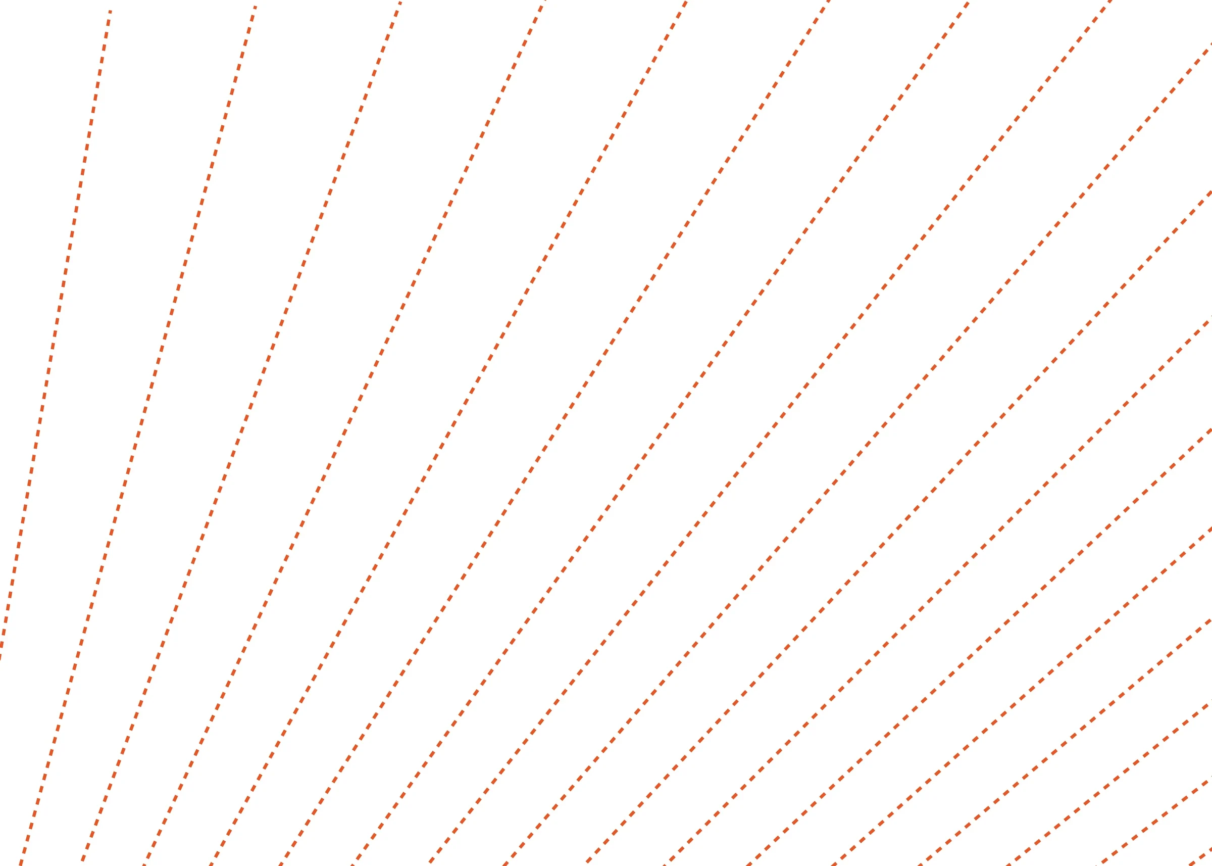 Motif de lignes orange discontinues rayonnant sur fond blanc pour Louis Immobilier