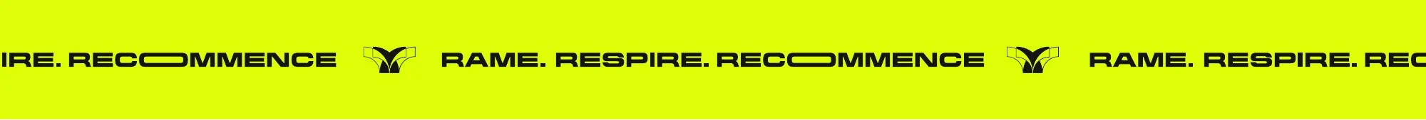 Frise typographique Row Up noire répétée sur un fond jaune électrique